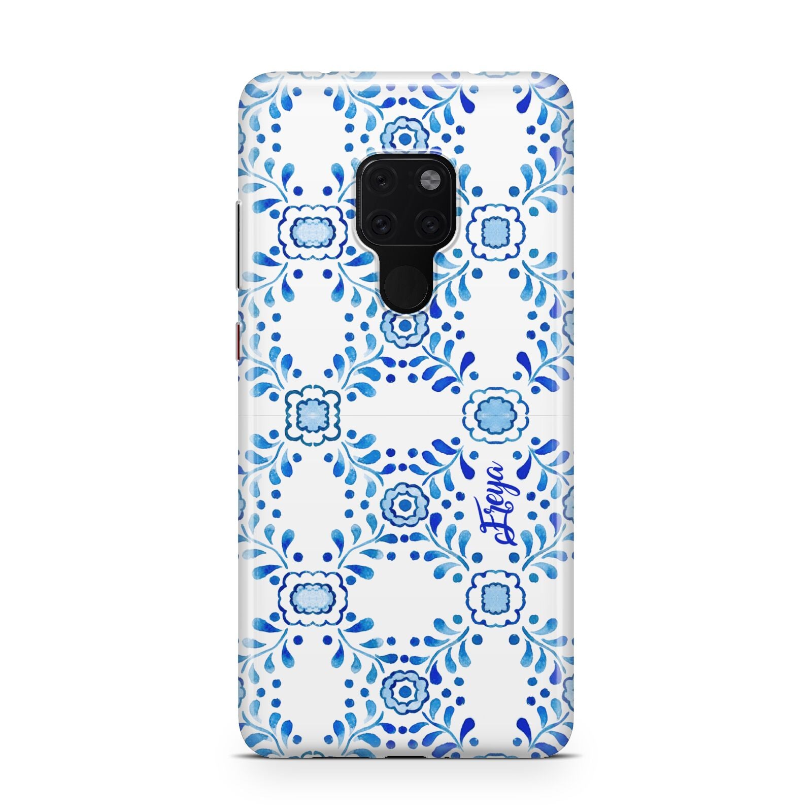 Personalised Floral Greek Tiles Huawei Mate 20 Phone Case