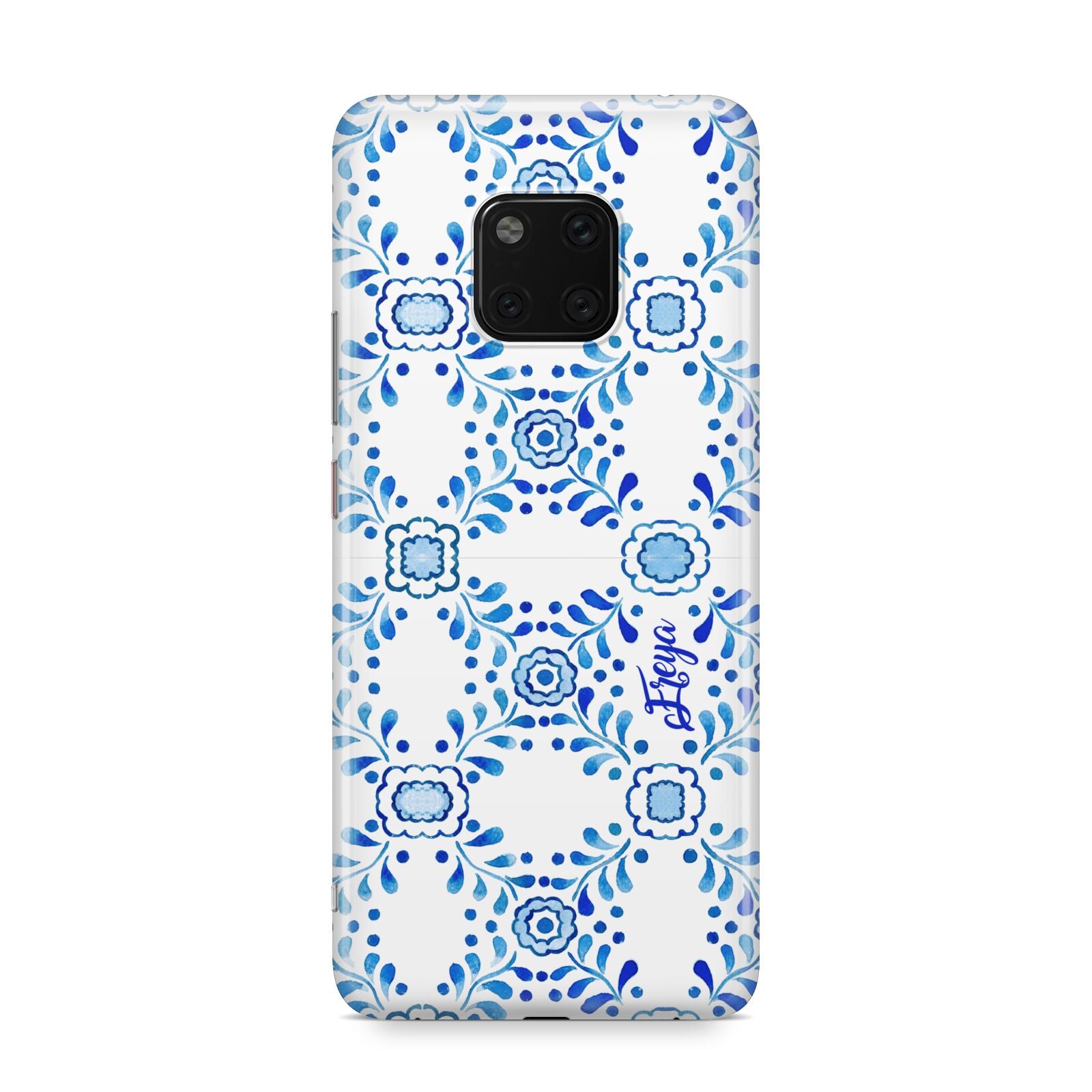 Personalised Floral Greek Tiles Huawei Mate 20 Pro Phone Case