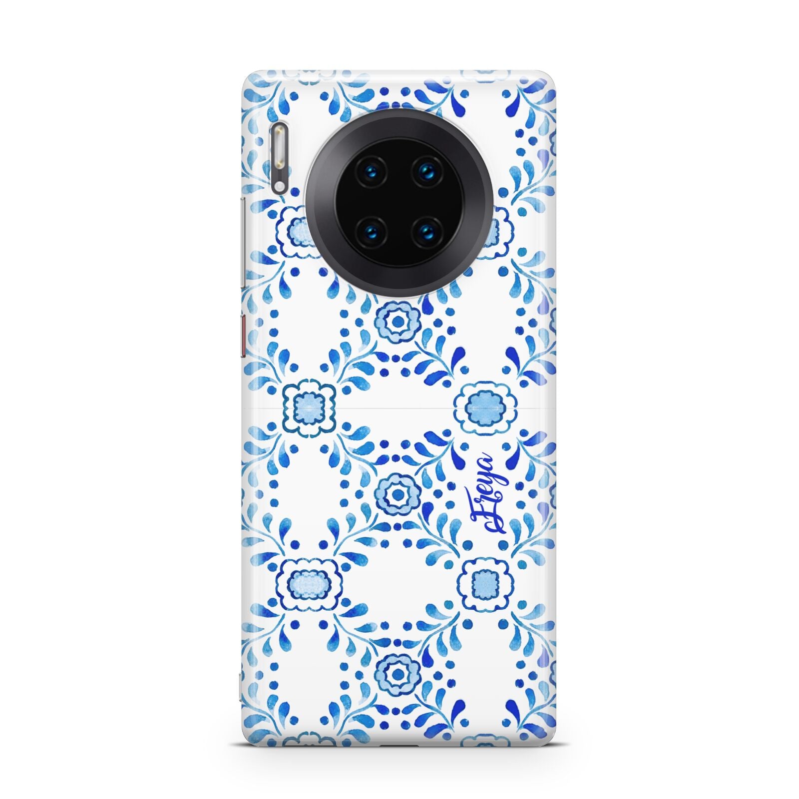 Personalised Floral Greek Tiles Huawei Mate 30 Pro Phone Case