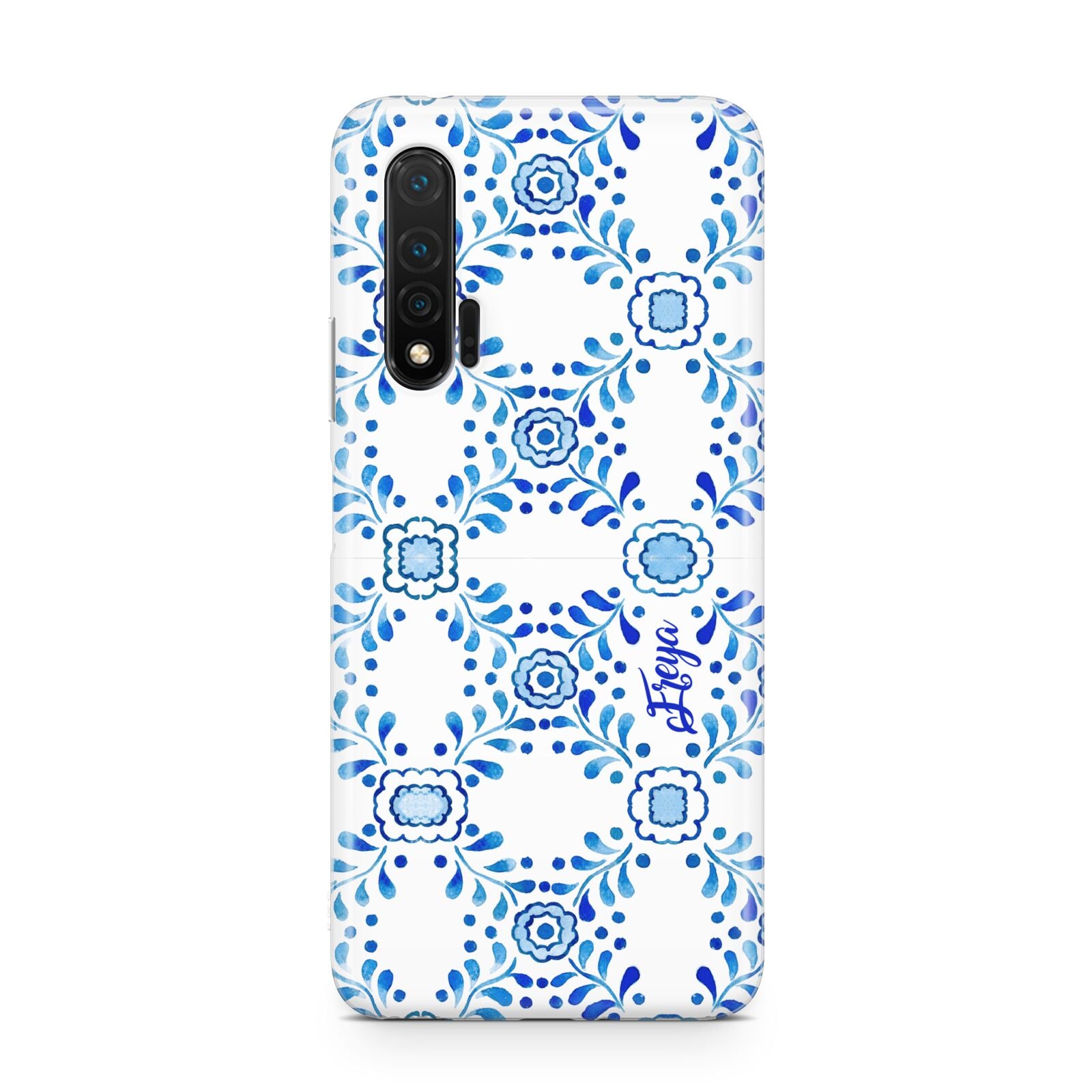 Personalised Floral Greek Tiles Huawei Nova 6 Phone Case