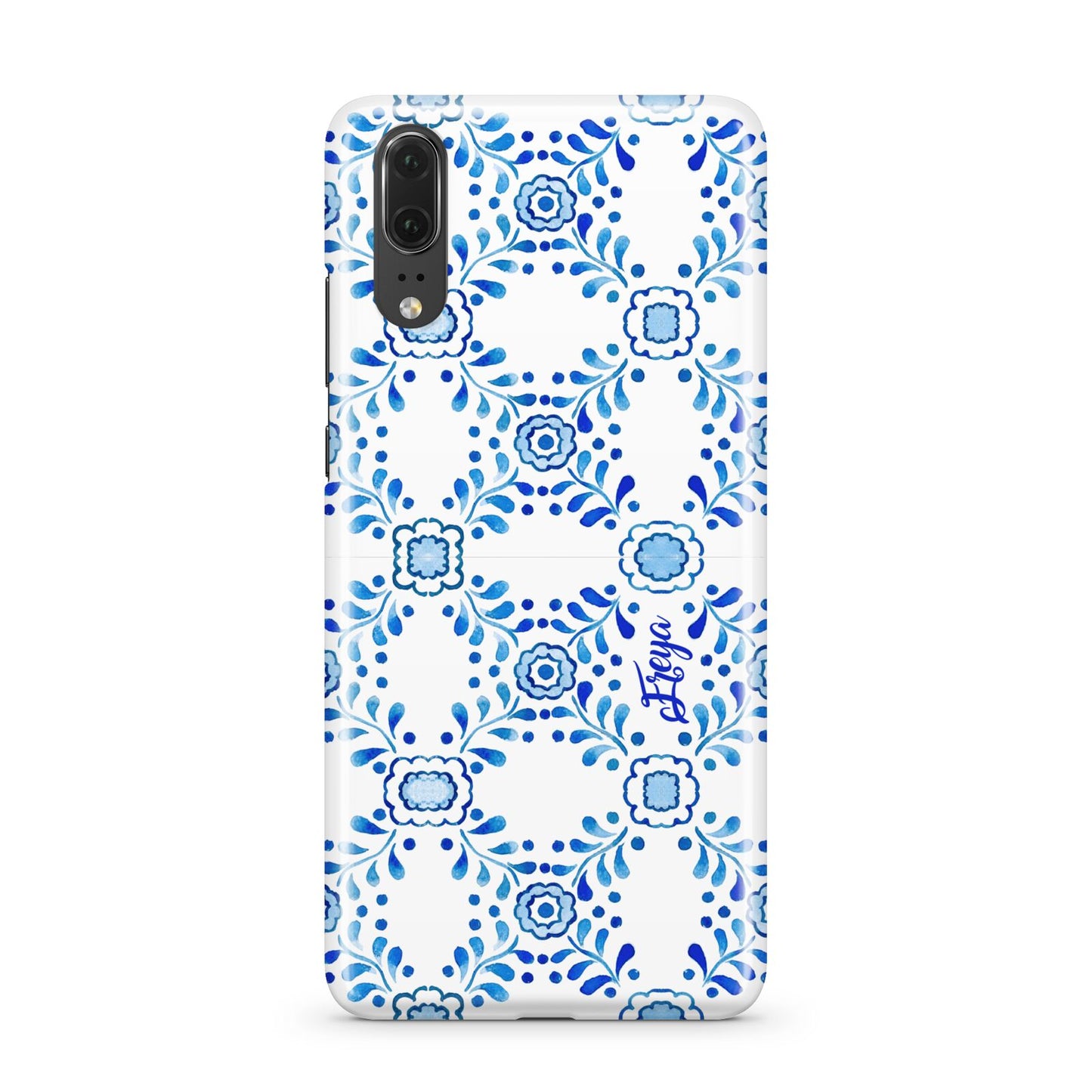 Personalised Floral Greek Tiles Huawei P20 Phone Case