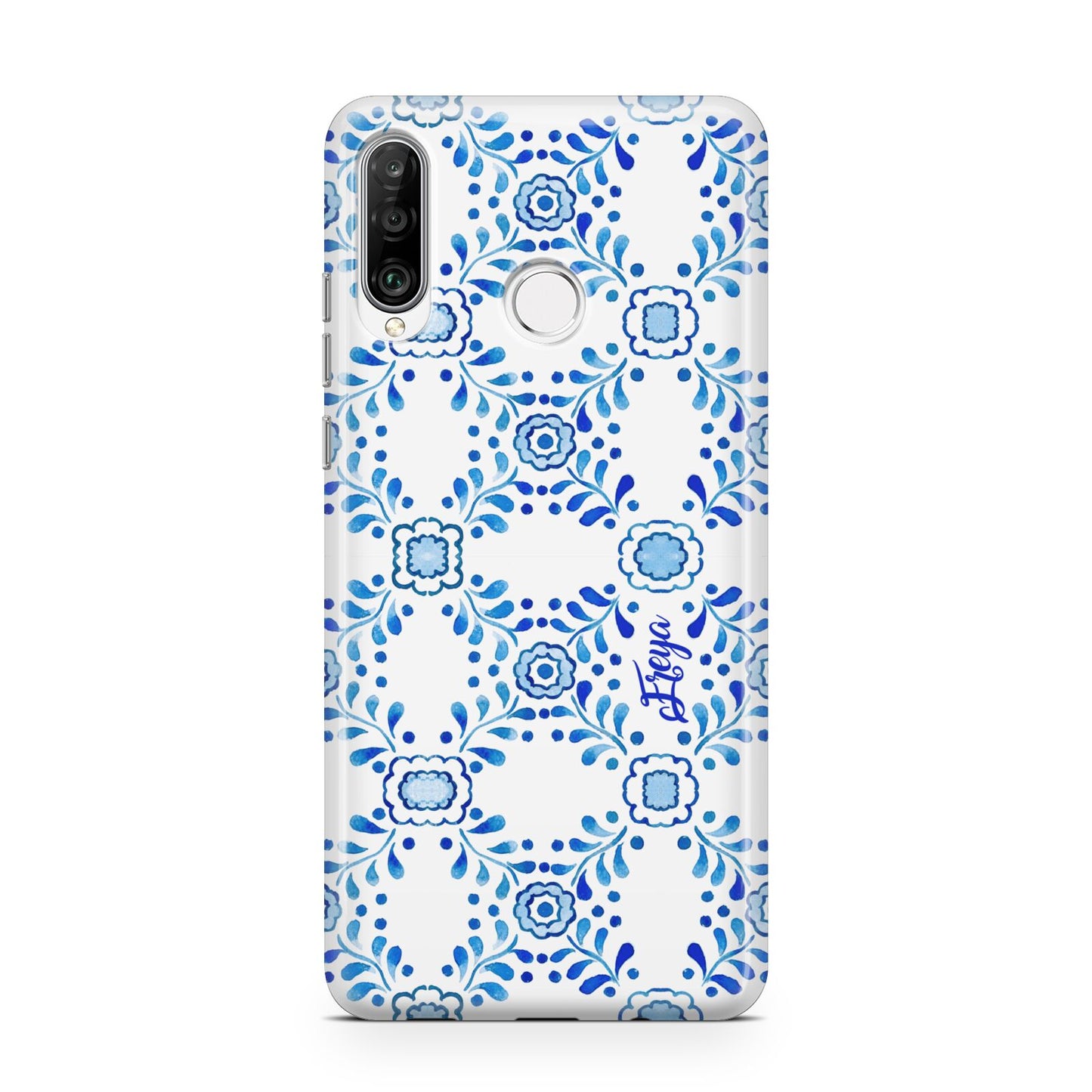 Personalised Floral Greek Tiles Huawei P30 Lite Phone Case