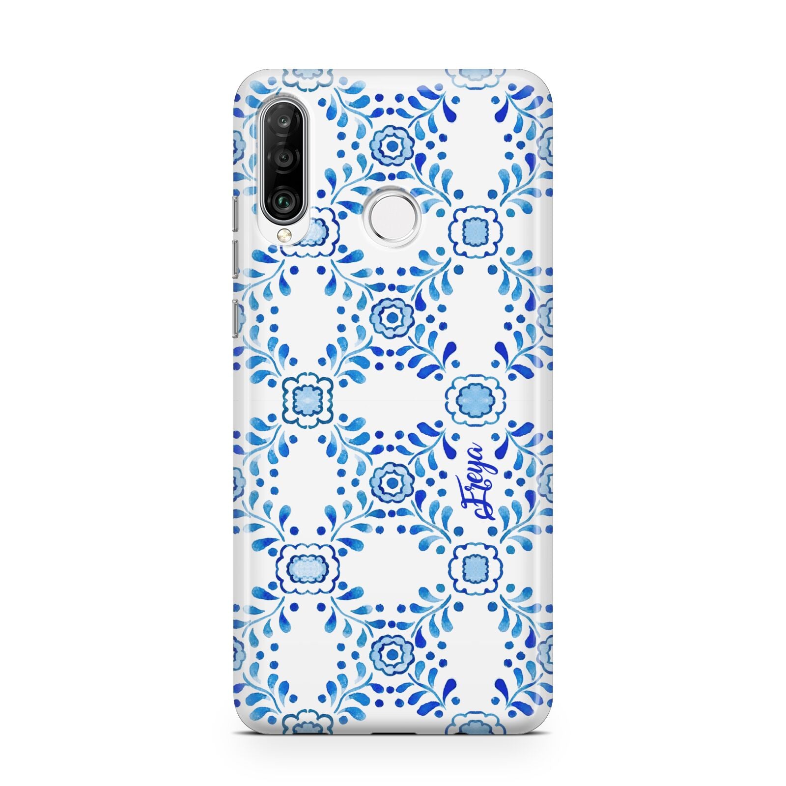 Personalised Floral Greek Tiles Huawei P30 Lite Phone Case