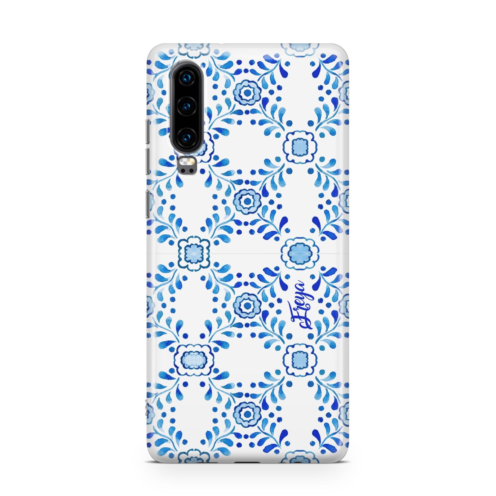 Personalised Floral Greek Tiles Huawei P30 Phone Case
