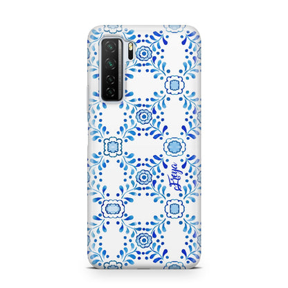 Personalised Floral Greek Tiles Huawei P40 Lite 5G Phone Case