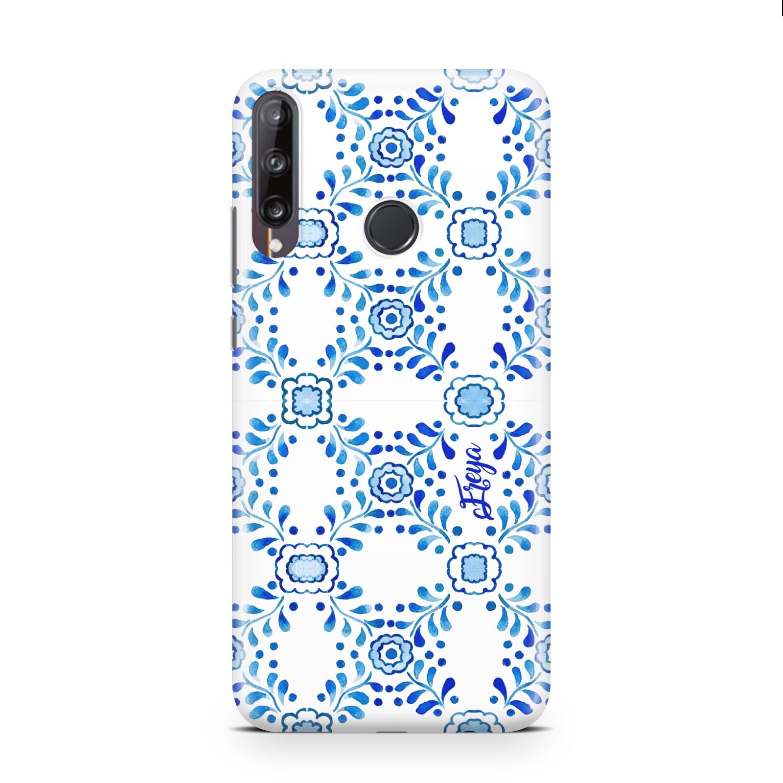 Personalised Floral Greek Tiles Huawei P40 Lite E Phone Case