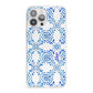 Personalised Floral Greek Tiles iPhone 13 Pro Max Clear Bumper Case