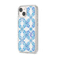 Personalised Floral Greek Tiles iPhone 14 Glitter Tough Case Starlight Angled Image