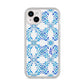 Personalised Floral Greek Tiles iPhone 14 Plus Clear Tough Case Starlight