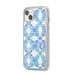 Personalised Floral Greek Tiles iPhone 14 Plus Glitter Tough Case Starlight Angled Image