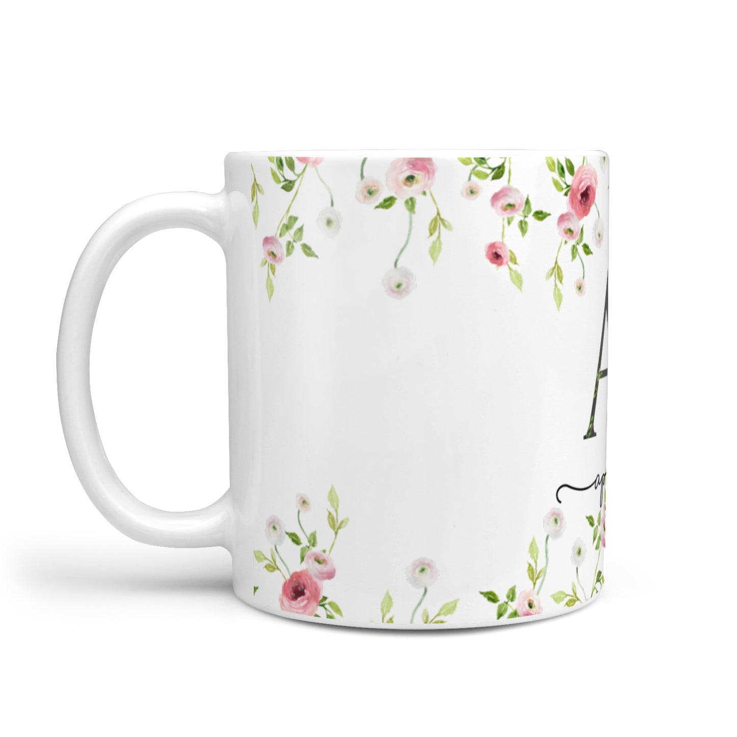 Personalised Floral Initial 10oz Mug Alternative Image 1
