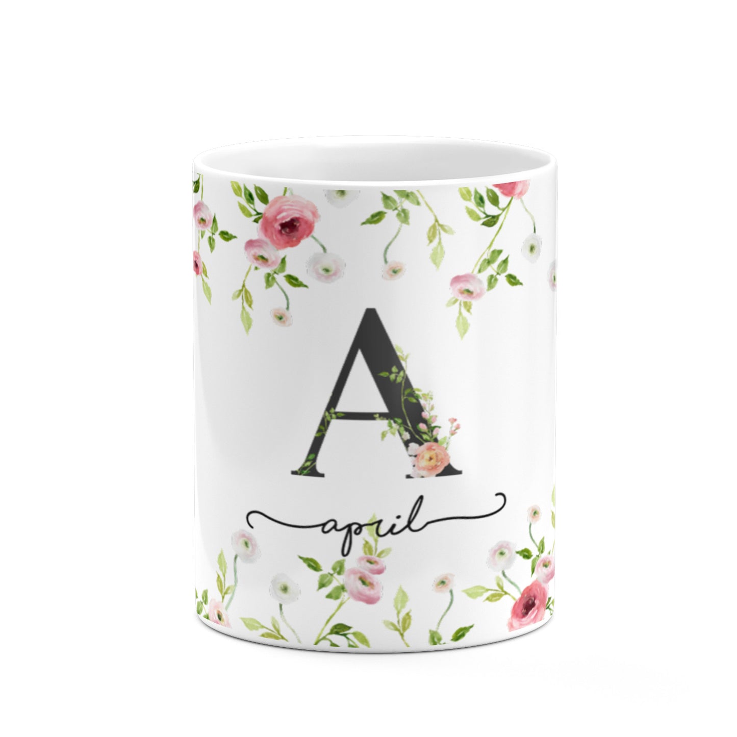 Personalised Floral Initial 10oz Mug Alternative Image 7