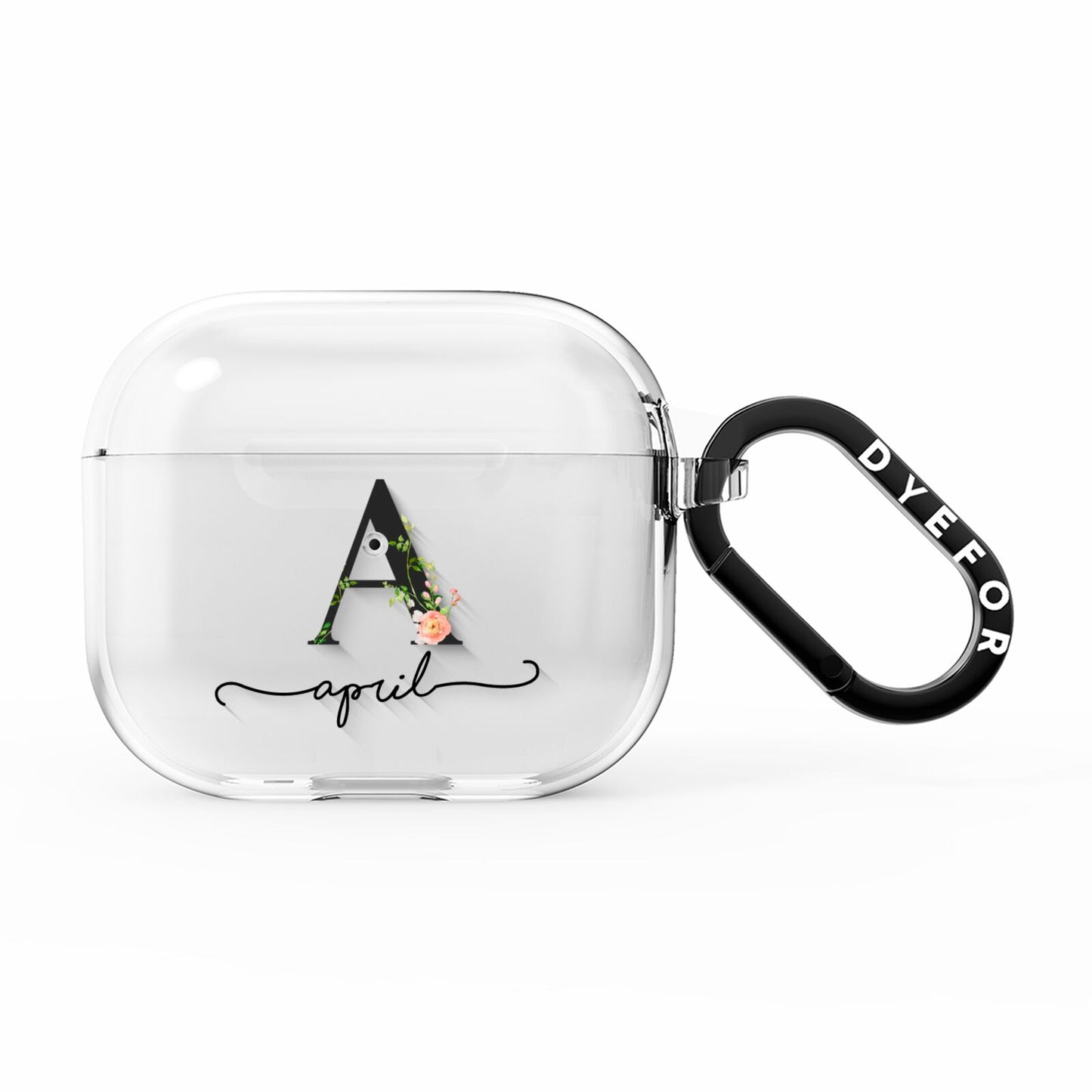 Personalised Floral Initial AirPods Clear Case 3rd Gen