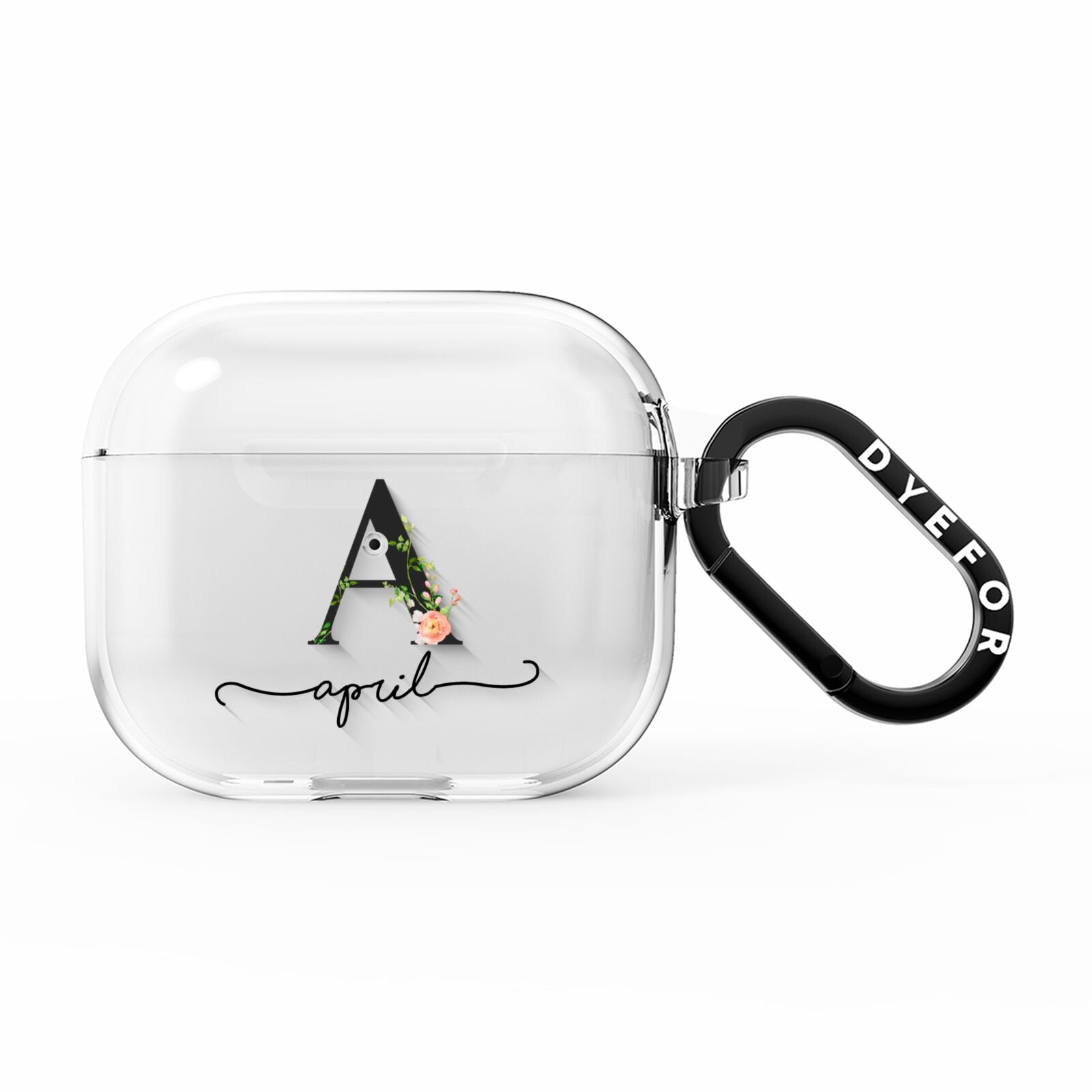 Personalised Floral Initial AirPods Clear Case 3rd Gen
