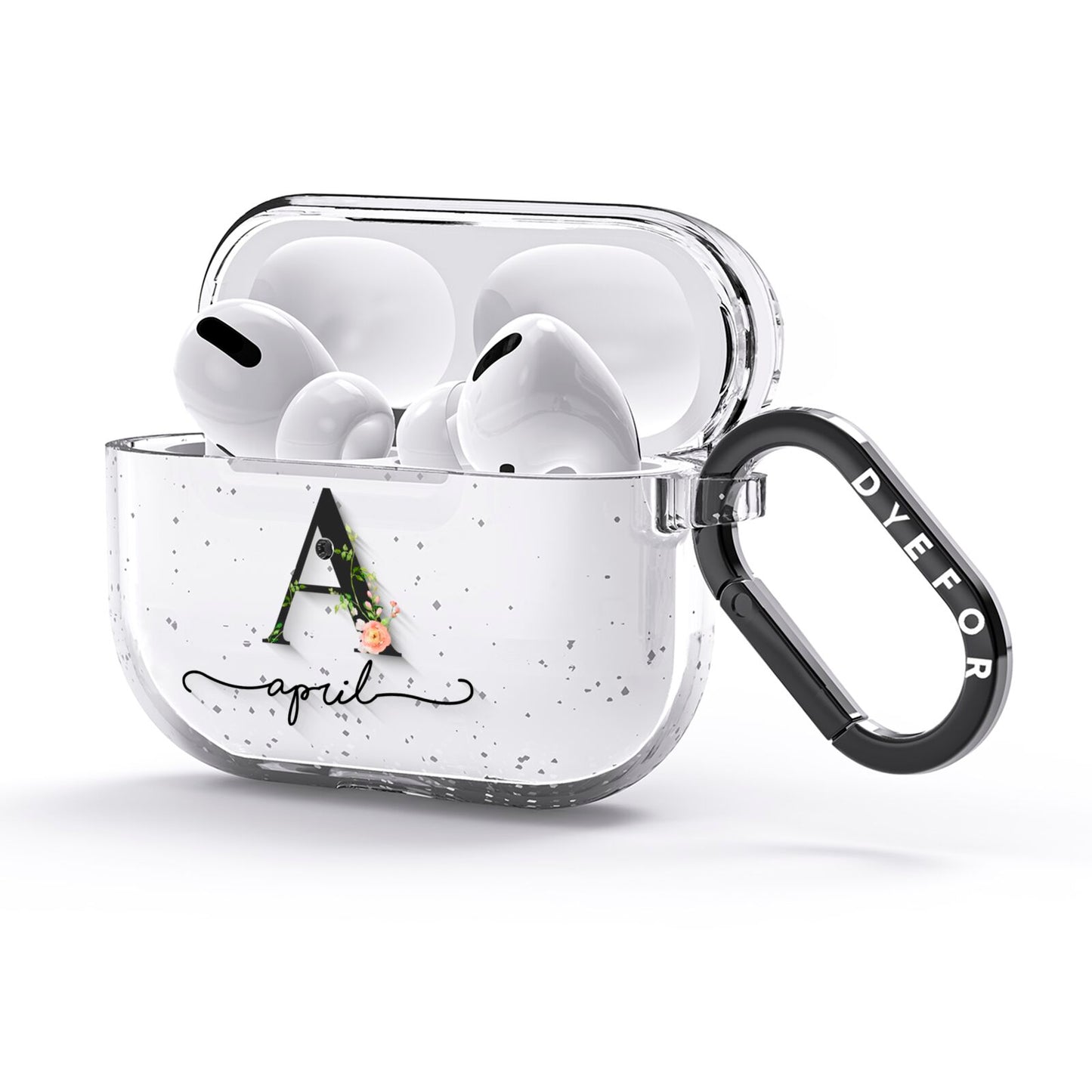 Personalised Floral Initial AirPods Glitter Case 3rd Gen Side Image