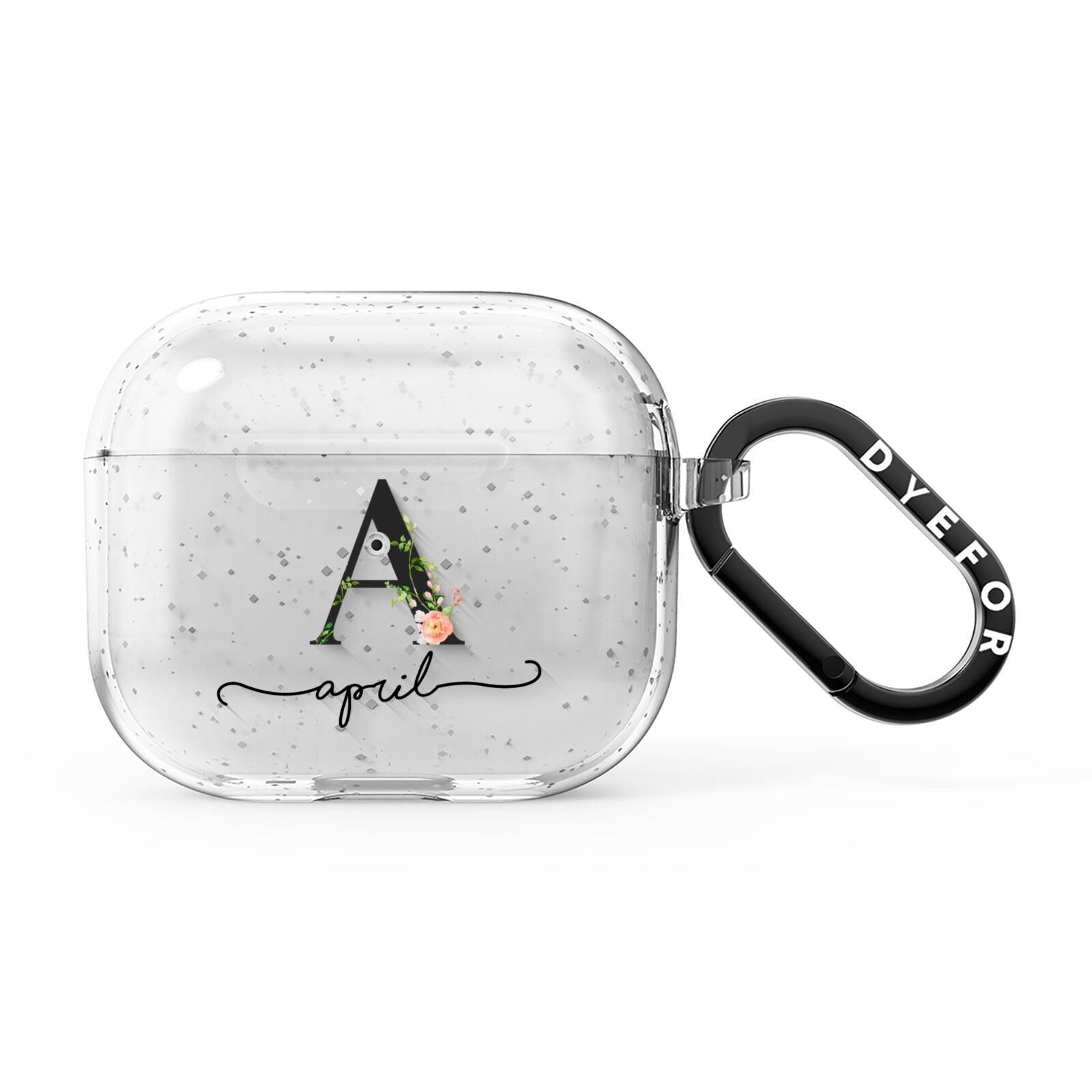 Personalised Floral Initial AirPods Glitter Case 3rd Gen