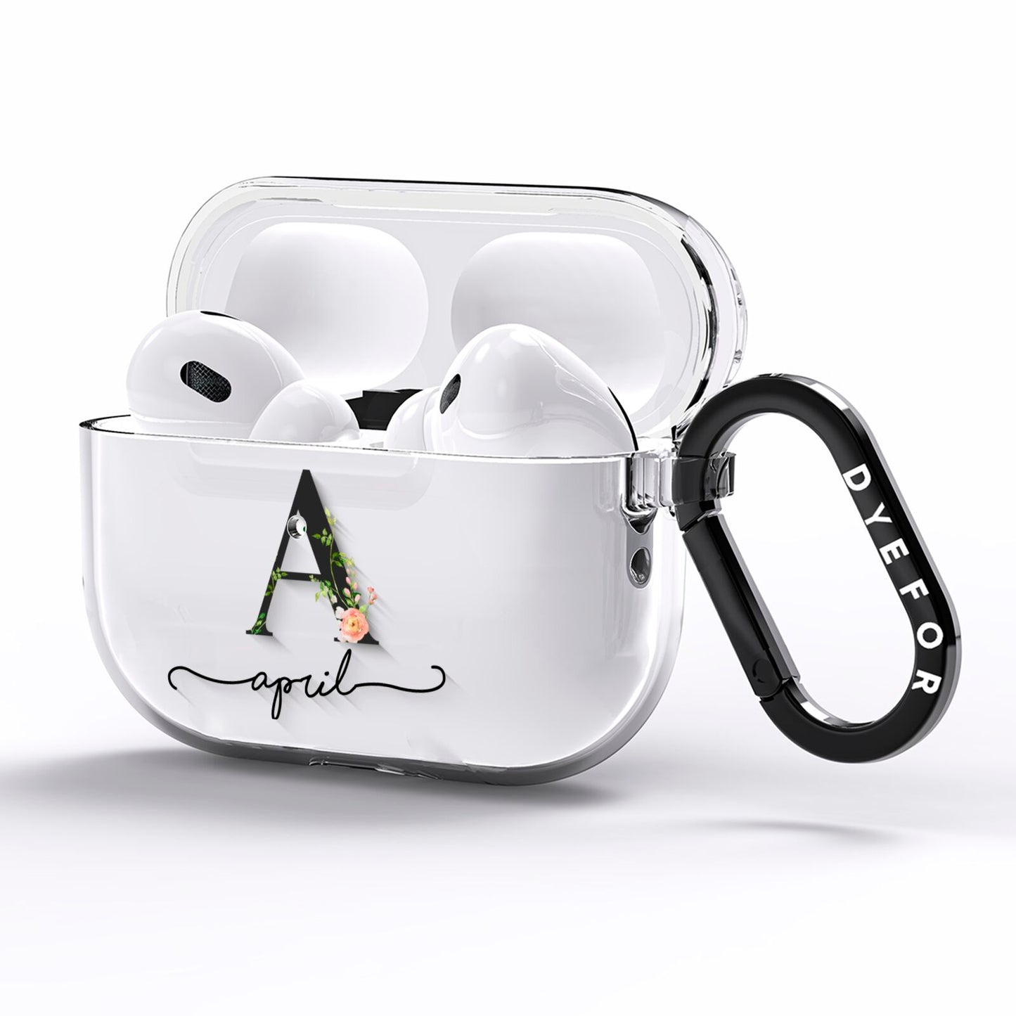 Personalised Floral Initial AirPods Pro Clear Case Side Image