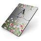 Personalised Floral Initial Apple iPad Case on Grey iPad Side View