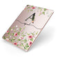 Personalised Floral Initial Apple iPad Case on Rose Gold iPad Side View