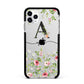 Personalised Floral Initial Apple iPhone 11 Pro Max in Silver with Black Impact Case