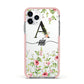 Personalised Floral Initial Apple iPhone 11 Pro in Silver with Pink Impact Case
