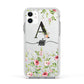 Personalised Floral Initial Apple iPhone 11 in White with White Impact Case