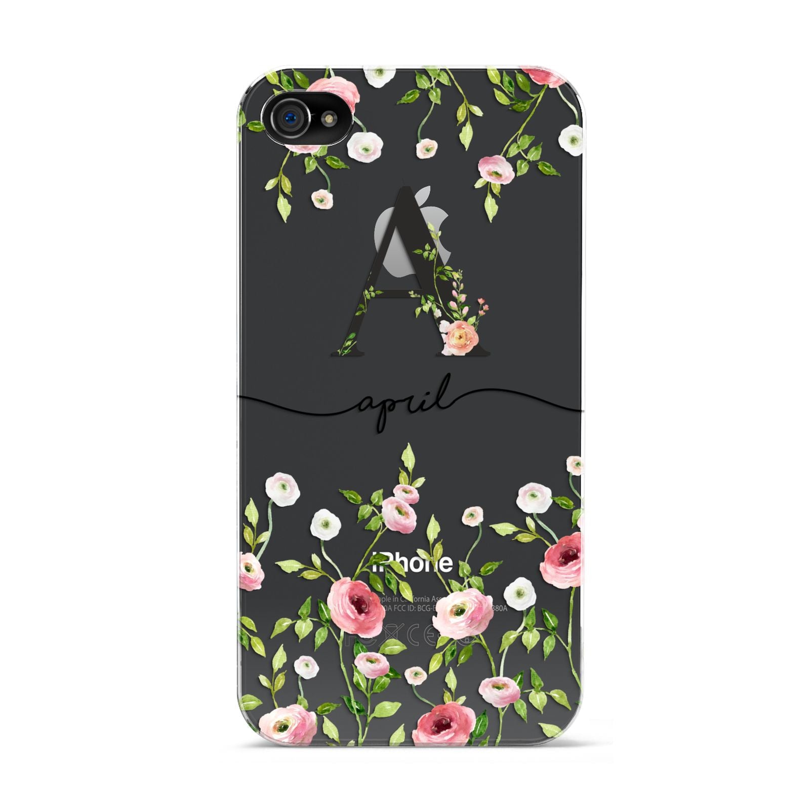 Personalised Floral Initial Apple iPhone 4s Case