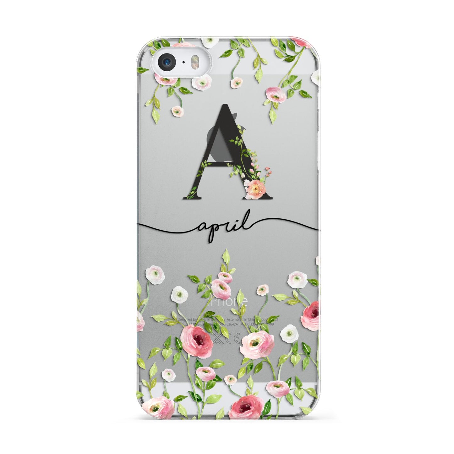 Personalised Floral Initial Apple iPhone 5 Case