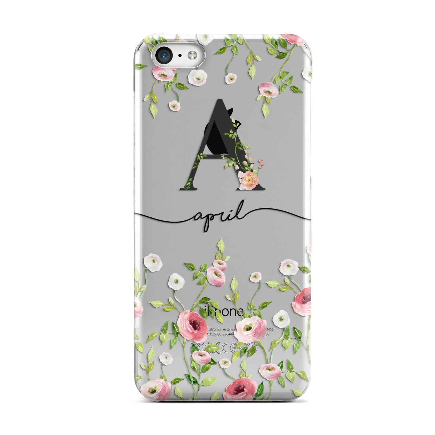 Personalised Floral Initial Apple iPhone 5c Case