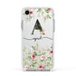 Personalised Floral Initial Apple iPhone XR Impact Case White Edge on Silver Phone