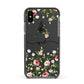 Personalised Floral Initial Apple iPhone Xs Impact Case Black Edge on Black Phone
