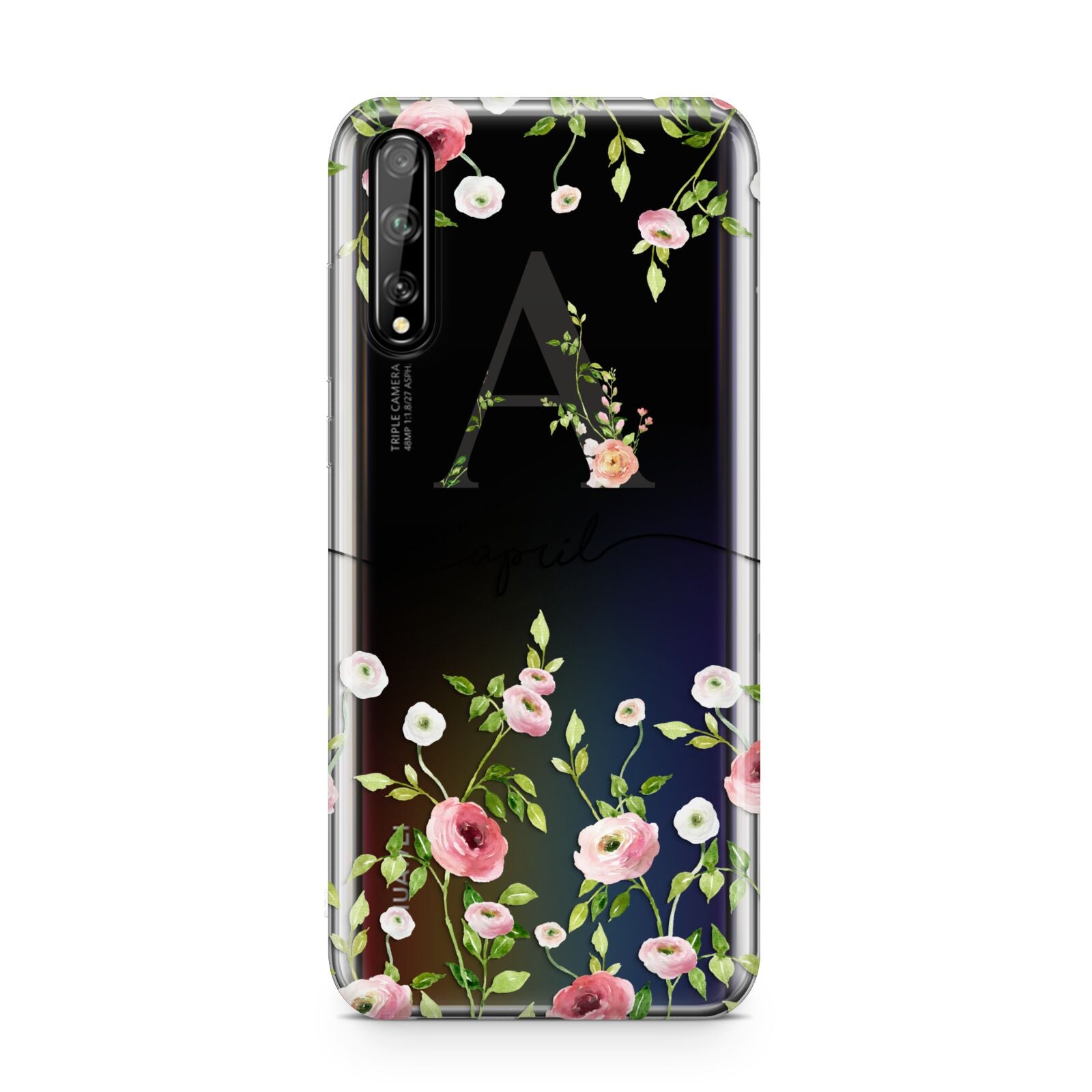 Personalised Floral Initial Huawei Enjoy 10s Phone Case