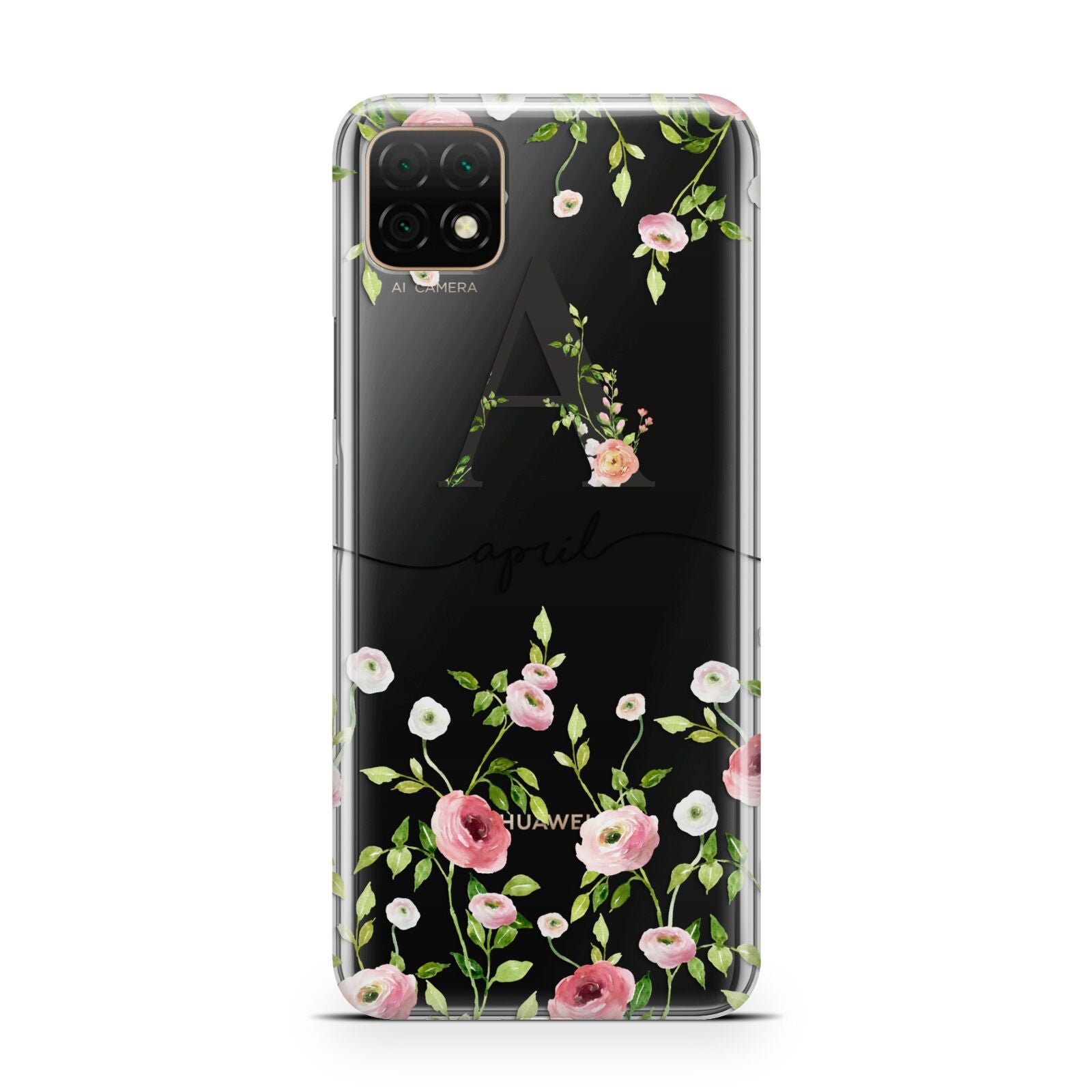 Personalised Floral Initial Huawei Enjoy 20 Phone Case