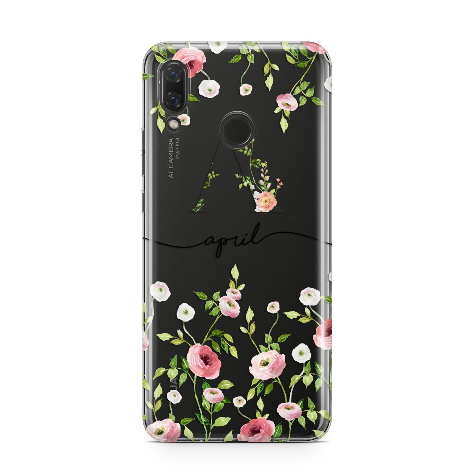 Personalised Floral Initial Huawei Nova 3 Phone Case