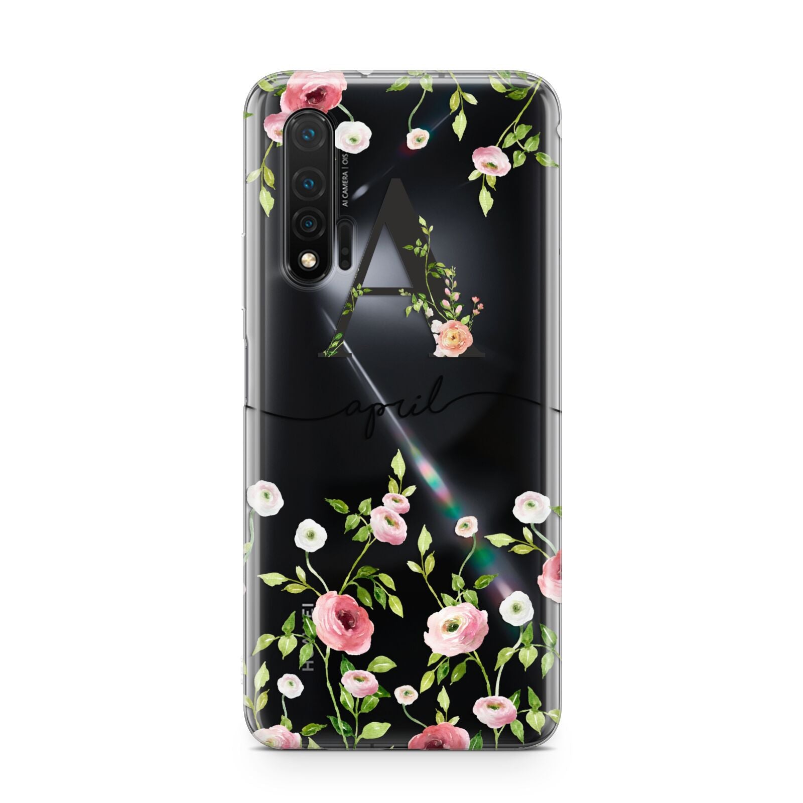Personalised Floral Initial Huawei Nova 6 Phone Case
