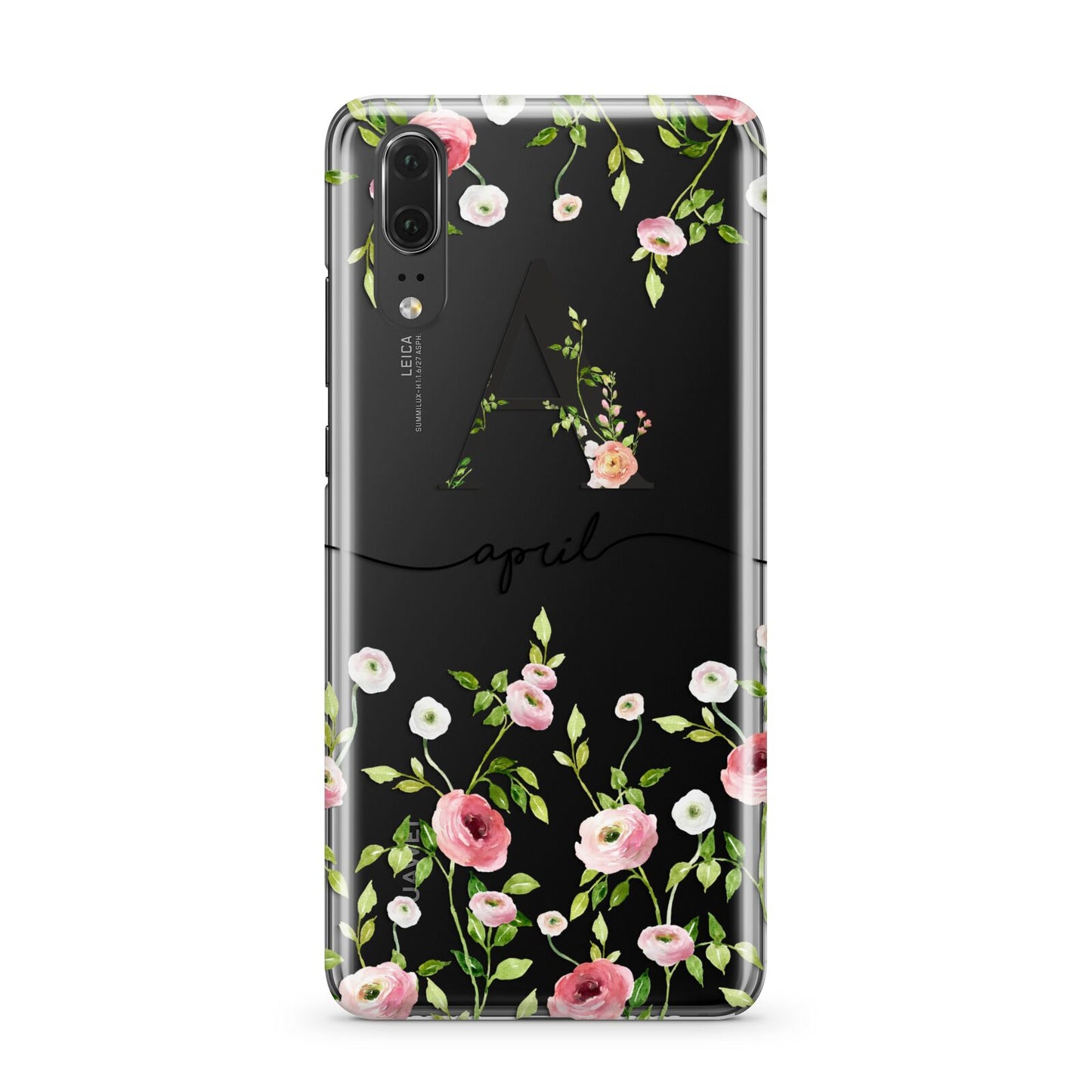 Personalised Floral Initial Huawei P20 Phone Case