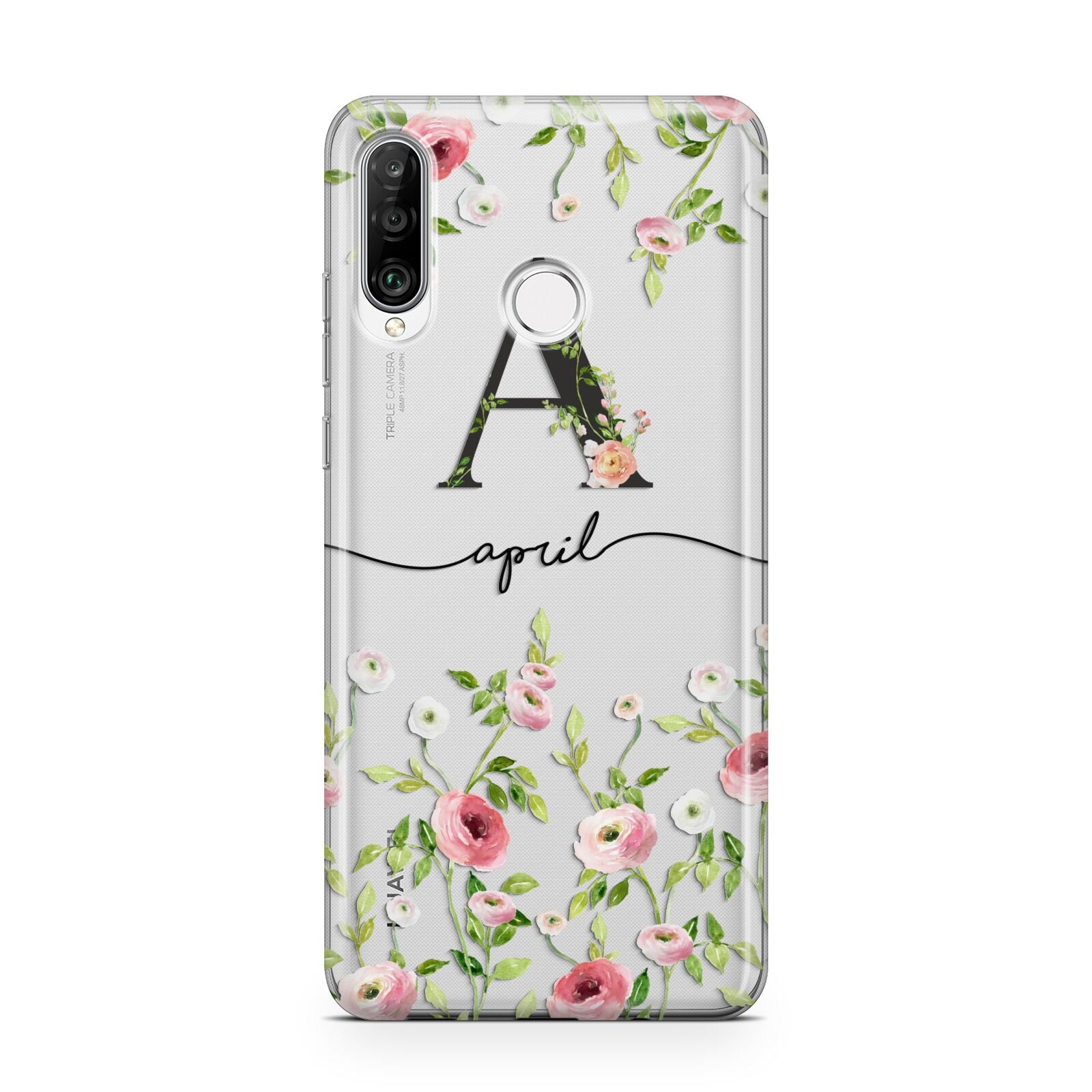 Personalised Floral Initial Huawei P30 Lite Phone Case