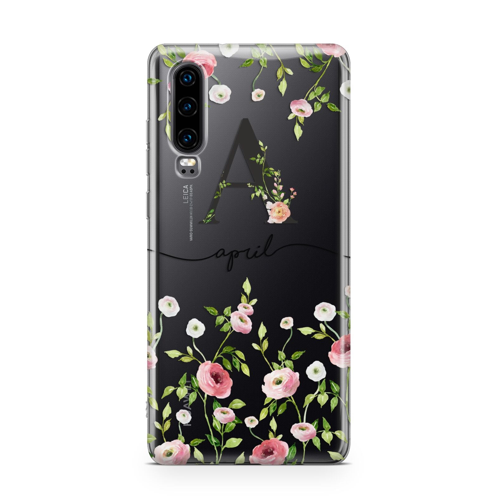 Personalised Floral Initial Huawei P30 Phone Case