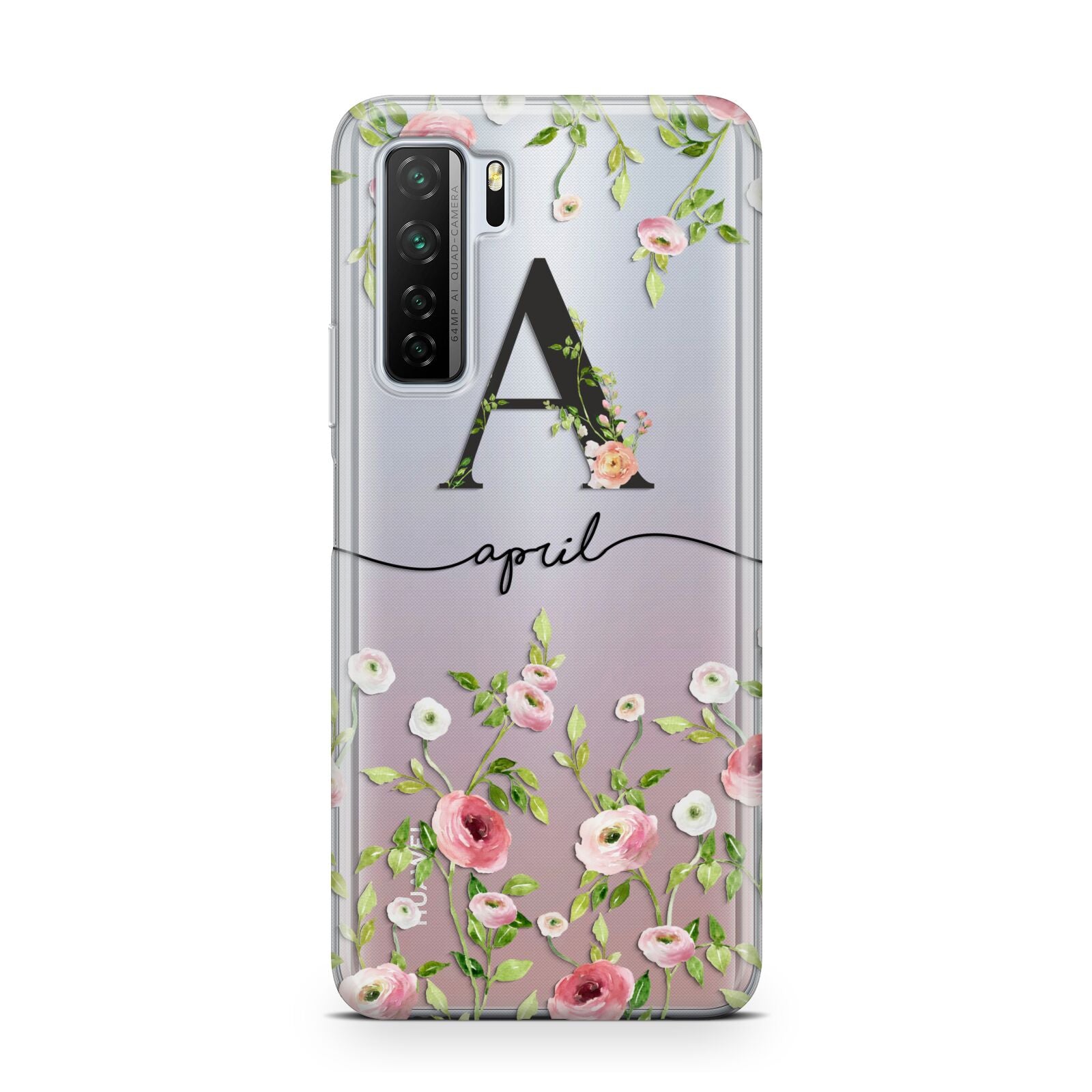 Personalised Floral Initial Huawei P40 Lite 5G Phone Case
