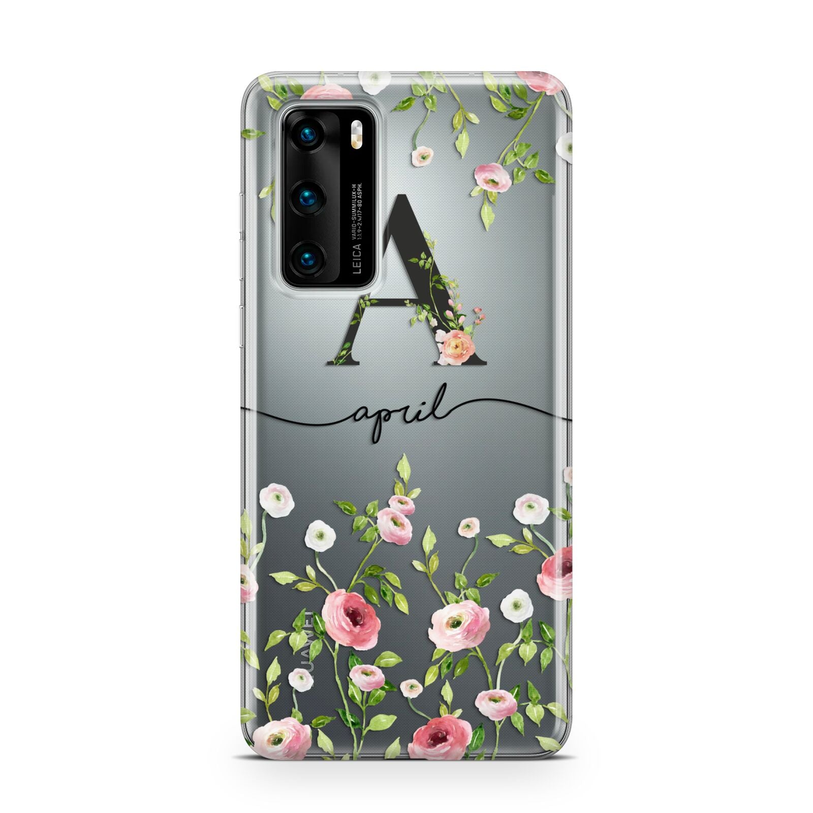 Personalised Floral Initial Huawei P40 Phone Case