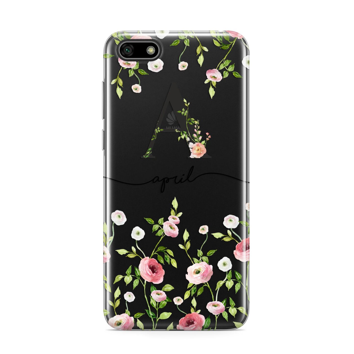 Personalised Floral Initial Huawei Y5 Prime 2018 Phone Case