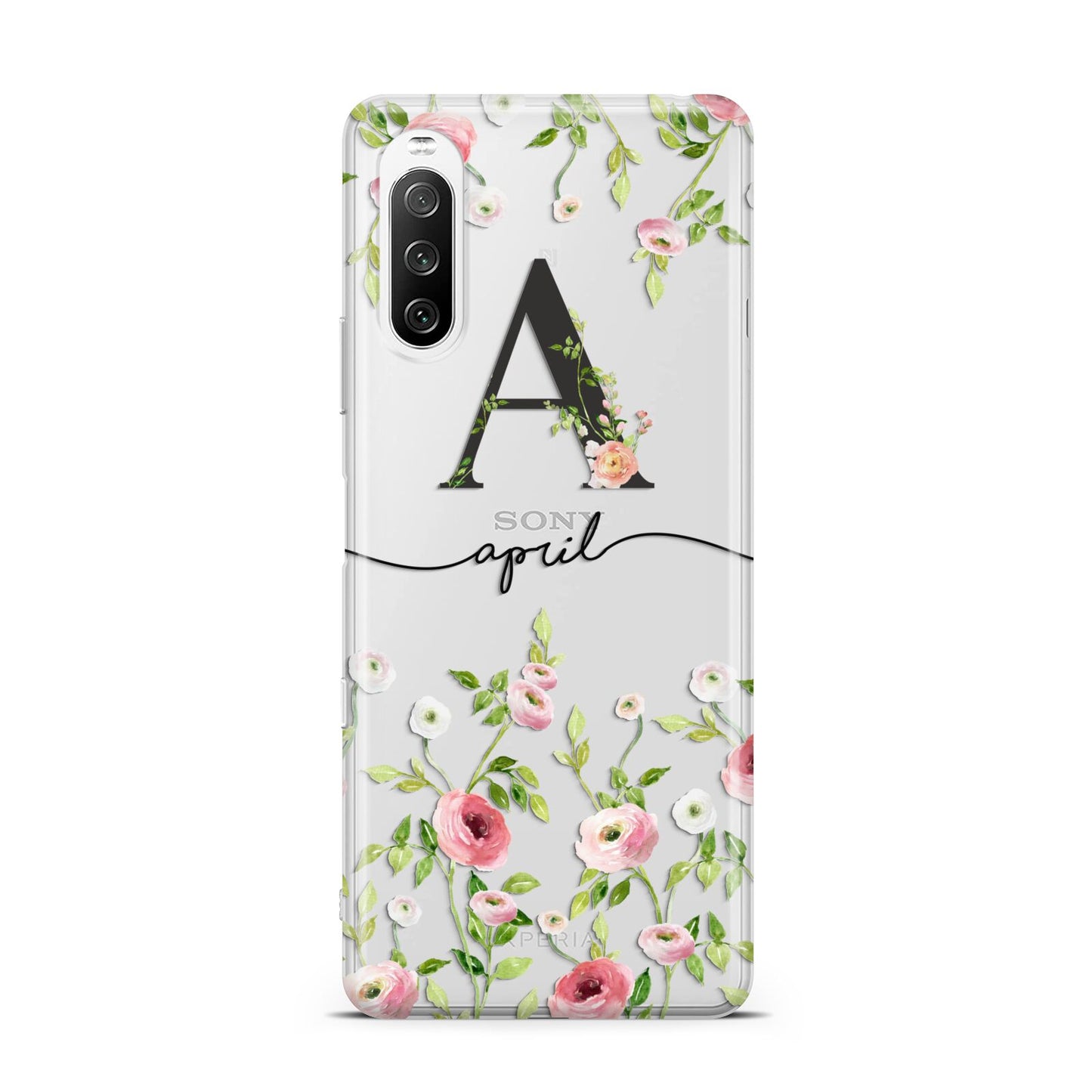 Personalised Floral Initial Sony Xperia 10 III Case