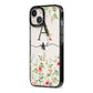 Personalised Floral Initial iPhone 13 Black Impact Case Side Angle on Silver phone