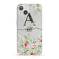 Personalised Floral Initial iPhone 13 Clear Bumper Case