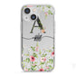 Personalised Floral Initial iPhone 13 Mini TPU Impact Case with White Edges