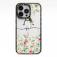 Personalised Floral Initial iPhone 13 Pro Black Impact Case on Silver phone