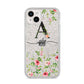 Personalised Floral Initial iPhone 14 Plus Glitter Tough Case Starlight