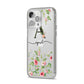 Personalised Floral Initial iPhone 14 Pro Max Clear Tough Case Silver Angled Image