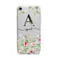Personalised Floral Initial iPhone 7 Bumper Case on Silver iPhone