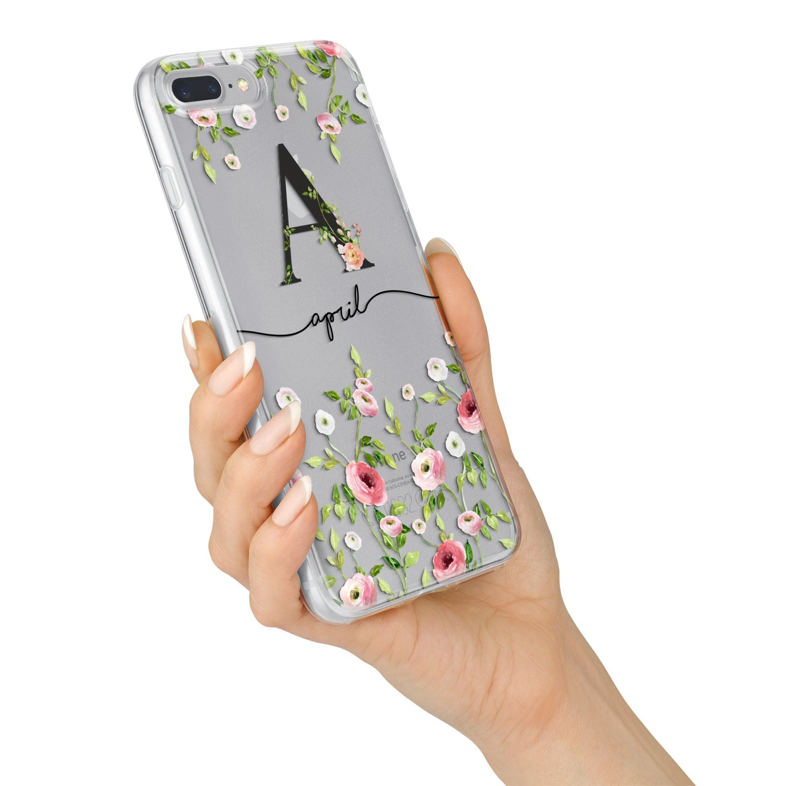 Personalised Floral Initial iPhone 7 Plus Bumper Case on Silver iPhone Alternative Image